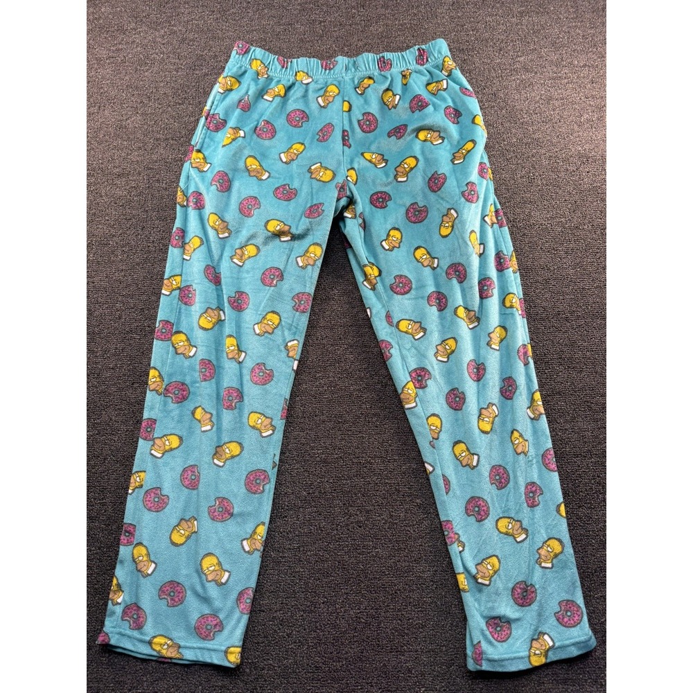 The Simpsons Aeropostale Pj Bottoms, Teal w/ Homer & Pink Donuts Medium